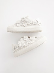 White Glitter Wide Fit (G) Butterfly Touch Fasten Strap Trainers - Image 3 of 6