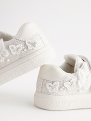 White Glitter Wide Fit (G) Butterfly Touch Fasten Strap Trainers - Image 5 of 6