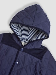 JoJo Maman Bébé Navy Stripe Quilted Jacket - Image 3 of 3