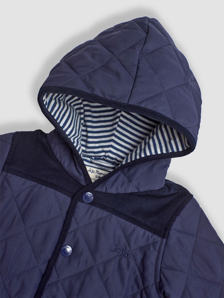 JoJo Maman Bébé Navy Stripe Quilted Jacket - Image 3 of 3