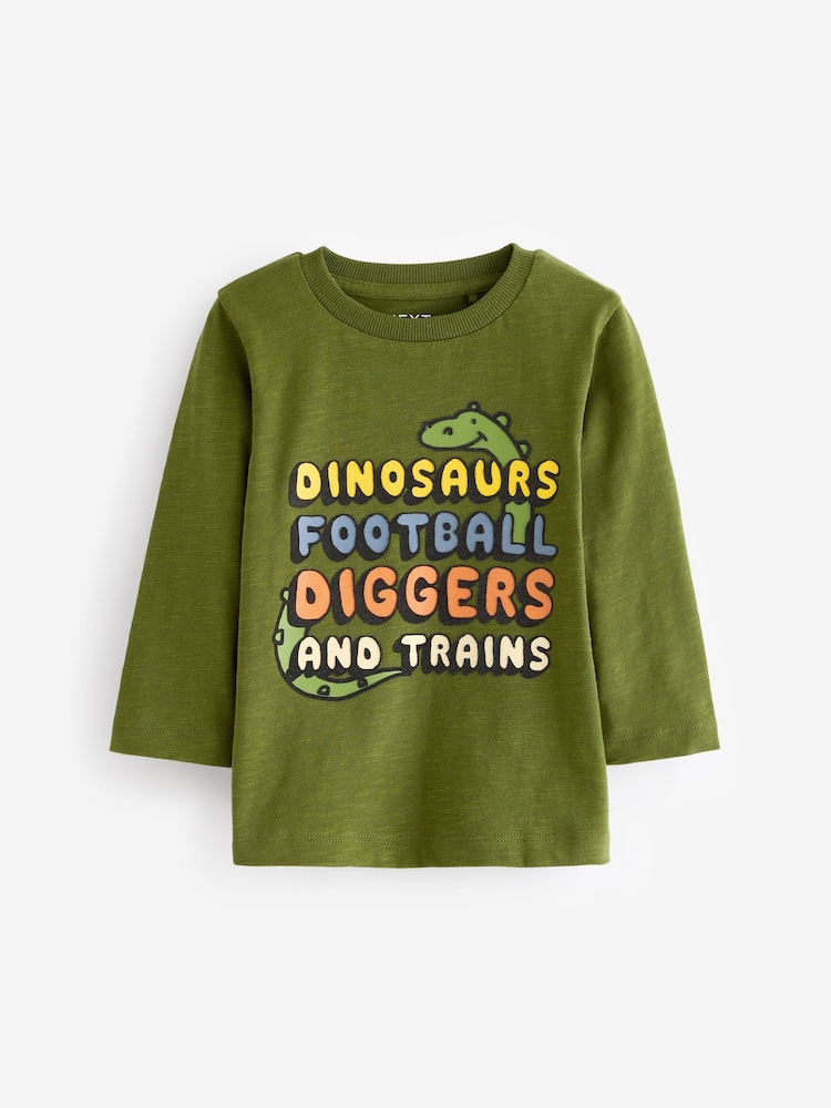Green Dinosaur Long Sleeve Character T-Shirt (3mths-7yrs) - Image 1 of 3