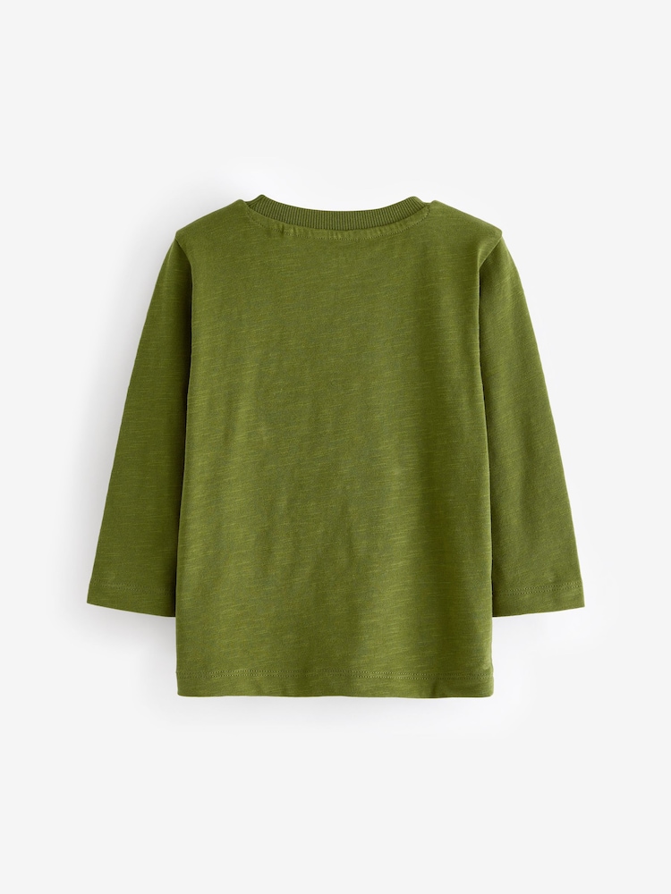 Green Dinosaur Long Sleeve Character T-Shirt (3mths-7yrs) - Image 2 of 3