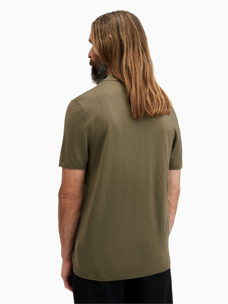 AllSaints Green Mode Merino Short Sleeve Polo Shirt - Image 2 of 5