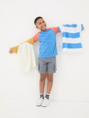 FatFace White/Blue 100% Cotton Short Sleeve T-Shirts 3 Pack - Image 6 of 7