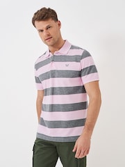 Crew Clothing Heritage Stripe Pique 100% Cotton Polo Shirt - Image 1 of 4