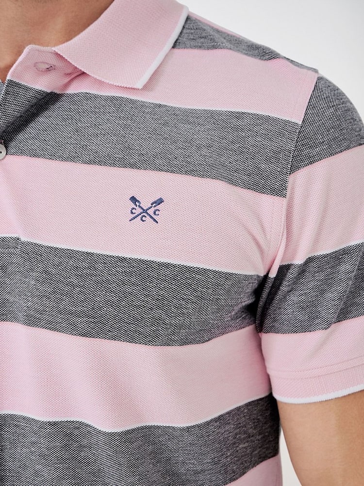 Crew Clothing Heritage Stripe Pique 100% Cotton Polo Shirt - Image 4 of 4