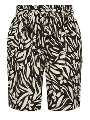 Yours Curve Black Chrom Woven Paperbag Waist Shorts - Image 5 of 5