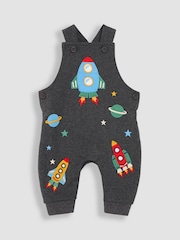 JoJo Maman Bébé Charcoal Appliqué Dungarees & Top Set - Image 2 of 6