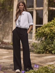 Black Premium Wool Blend Wide Leg Trousers - Image 1 of 6