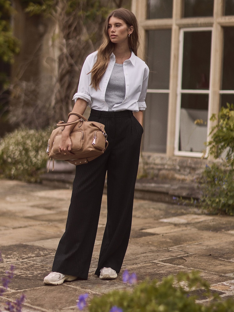 Black Premium Wool Blend Wide Leg Trousers - Image 2 of 6