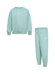 Zielony - Nike Little Kids Essential Marl Crew Tracksuit Set - Image 1 of 5