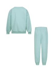 Zielony - Nike Little Kids Essential Marl Crew Tracksuit Set - Image 2 of 5
