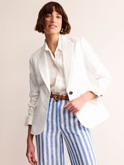 Boden White Marylebone 100% Linen Blazer - Image 1 of 6
