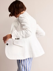Boden White Marylebone 100% Linen Blazer - Image 4 of 6