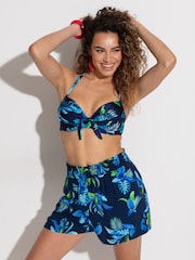 Pour Moi Blue Viscose Beach Shorts - Image 1 of 4