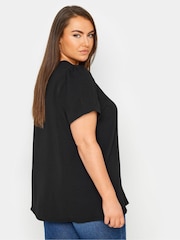 Yours Curve Black Button Front Blouse - Image 3 of 5