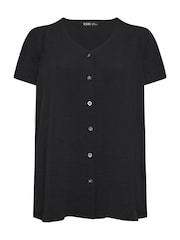 Yours Curve Black Button Front Blouse - Image 5 of 5