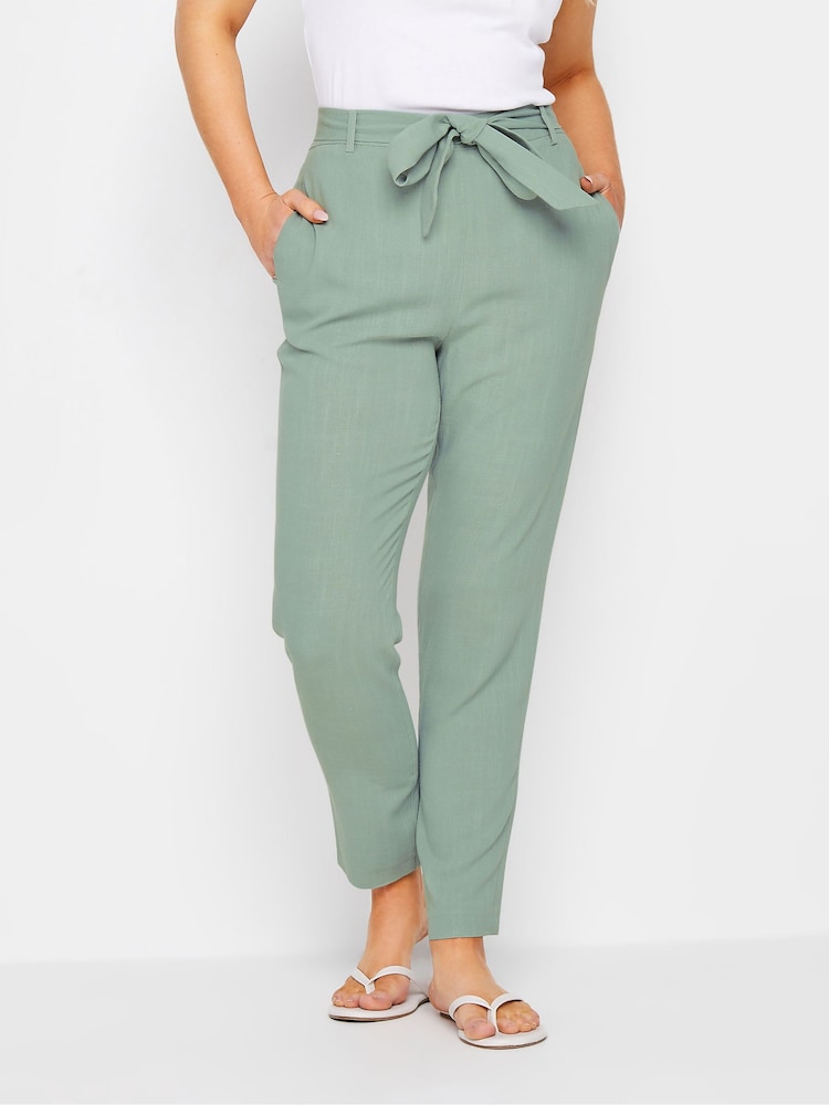 M&Co Green Tie Waist Linen Trousers - Image 2 of 4 M&Co Green Tie Waist Linen Trousers - Image 2 of 4
