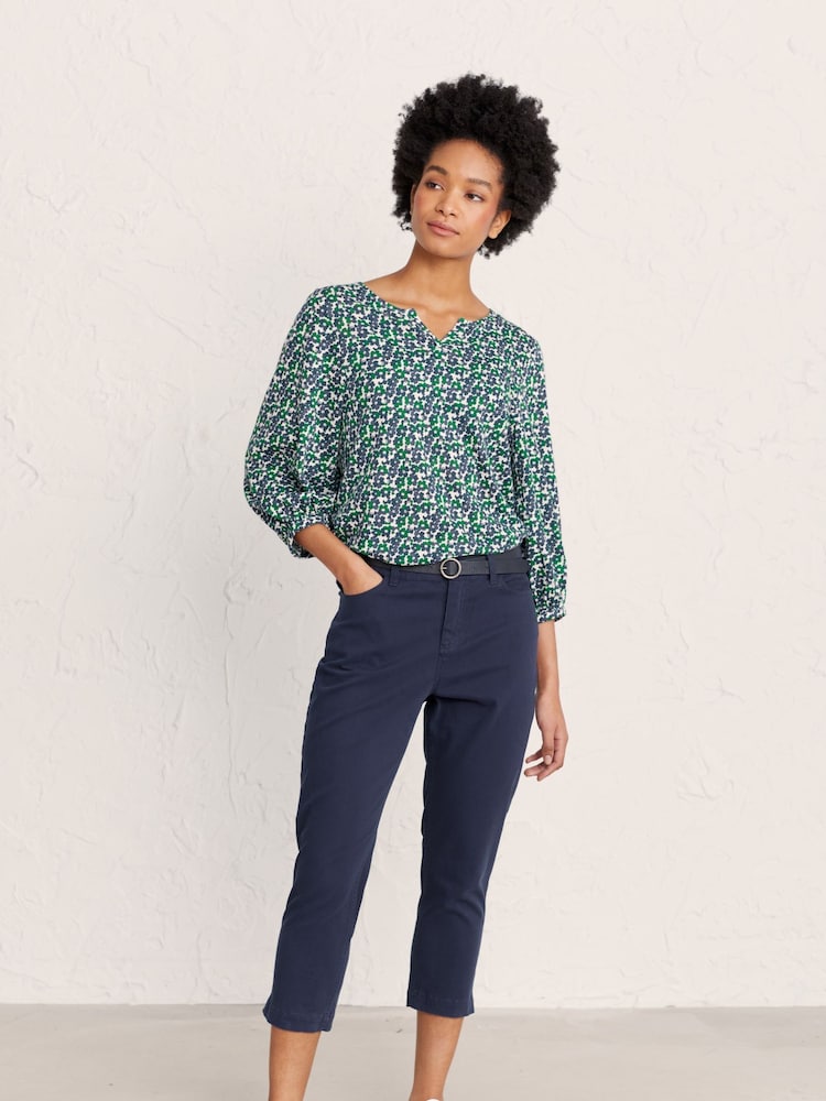 Seasalt Cornwall Blue Slim-Fit Albert Quay Crop Trousers - Image 1 of 4