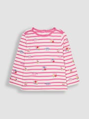 JoJo Maman Bébé Button Shoulder Long Sleeve Embroidered Top - Изображение 1 из 3