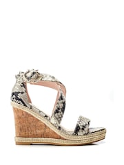Moda In Pelle Crossover Strap Wedge Sandal - Image 1 of 4