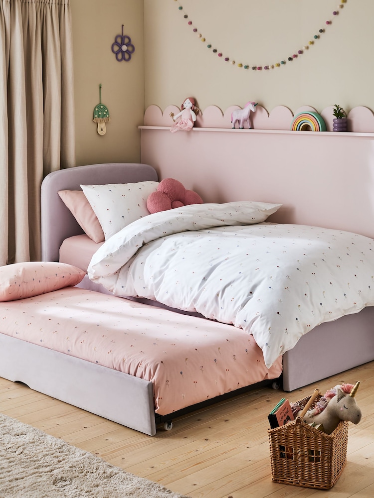 Opulent Velvet Lilac Purple Kids Matson Trundle Upholstered Bed - Image 1 of 10