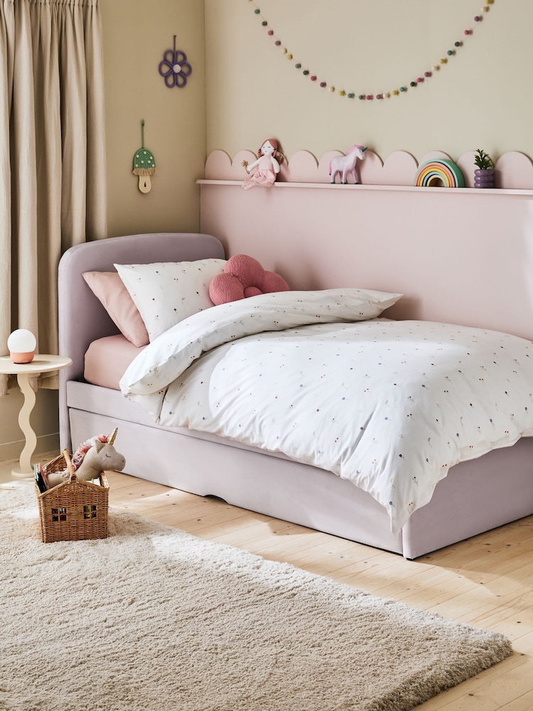 Opulent Velvet Lilac Purple Kids Matson Trundle Upholstered Bed - Image 2 of 10