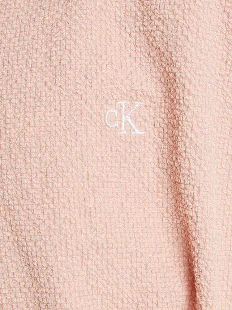 Calvin Klein Pink Fit And Flare Seersucke Dress - Image 6 of 6
