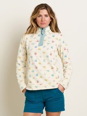 Brakeburn Cream 100% Cotton Floral Quarter Zip Sweatshirt - Image 1 of 4
