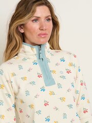Brakeburn Cream 100% Cotton Floral Quarter Zip Sweatshirt - Image 3 of 4