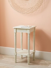Pacific White Heritage Pine Wood Accent Table with Shelf - Image 1 of 4