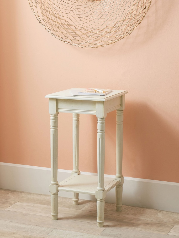 Pacific White Heritage Pine Wood Accent Table with Shelf - Image 1 of 4
