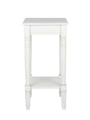 Pacific White Heritage Pine Wood Accent Table with Shelf - Image 2 of 4