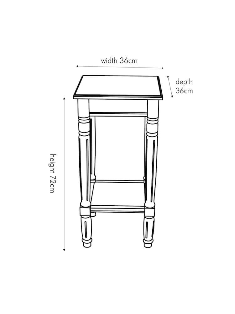 Pacific White Heritage Pine Wood Accent Table with Shelf - Image 4 of 4