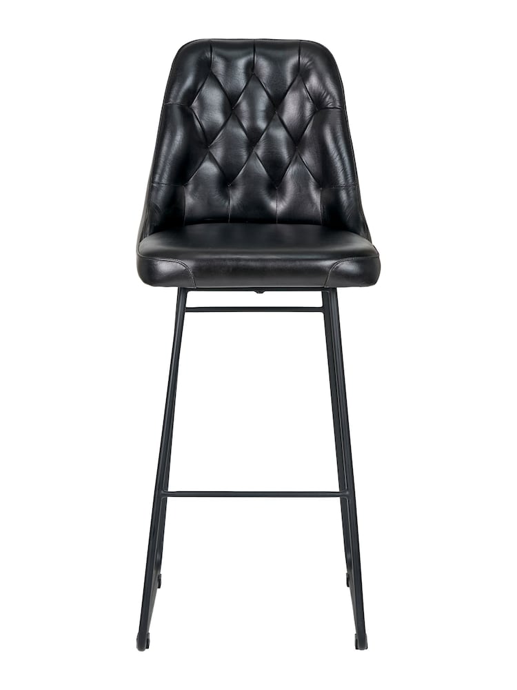 Pacific Steel Grey Camillo Leather Diamond Back Bar Stool - Image 2 of 6