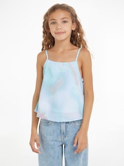 Calvin Klein Blue Tie Dye Woven Strap Top - Image 1 of 6