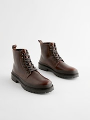 Braun - Schnürstiefel aus Leder - Bild 2 von 6