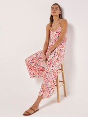 Apricot Cream Tie Dye Ikat Palazzo Jumpsuit - Image 1 of 4