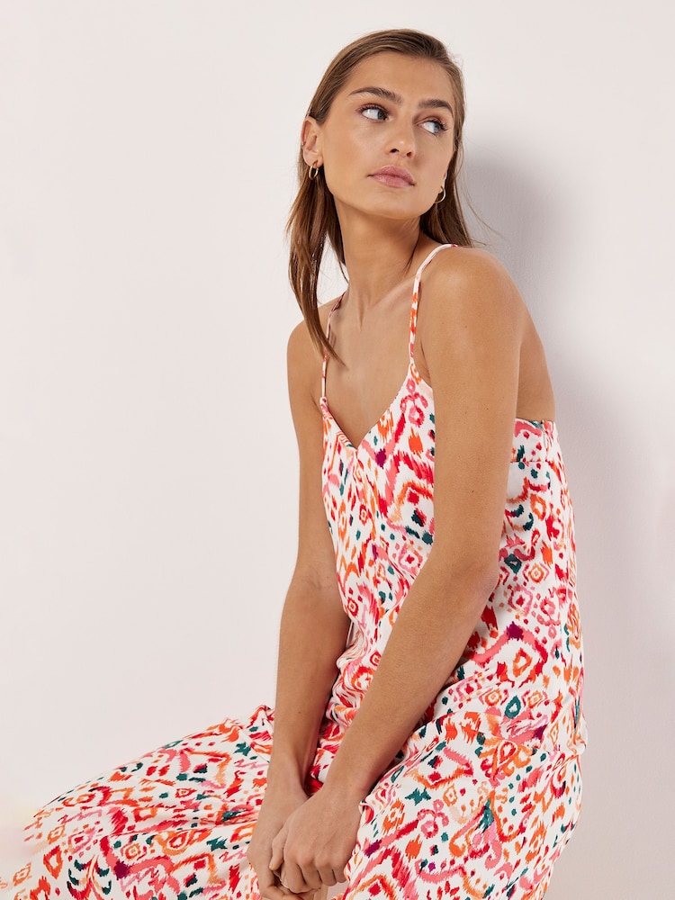 Apricot Cream Tie Dye Ikat Palazzo Jumpsuit - Image 2 of 4