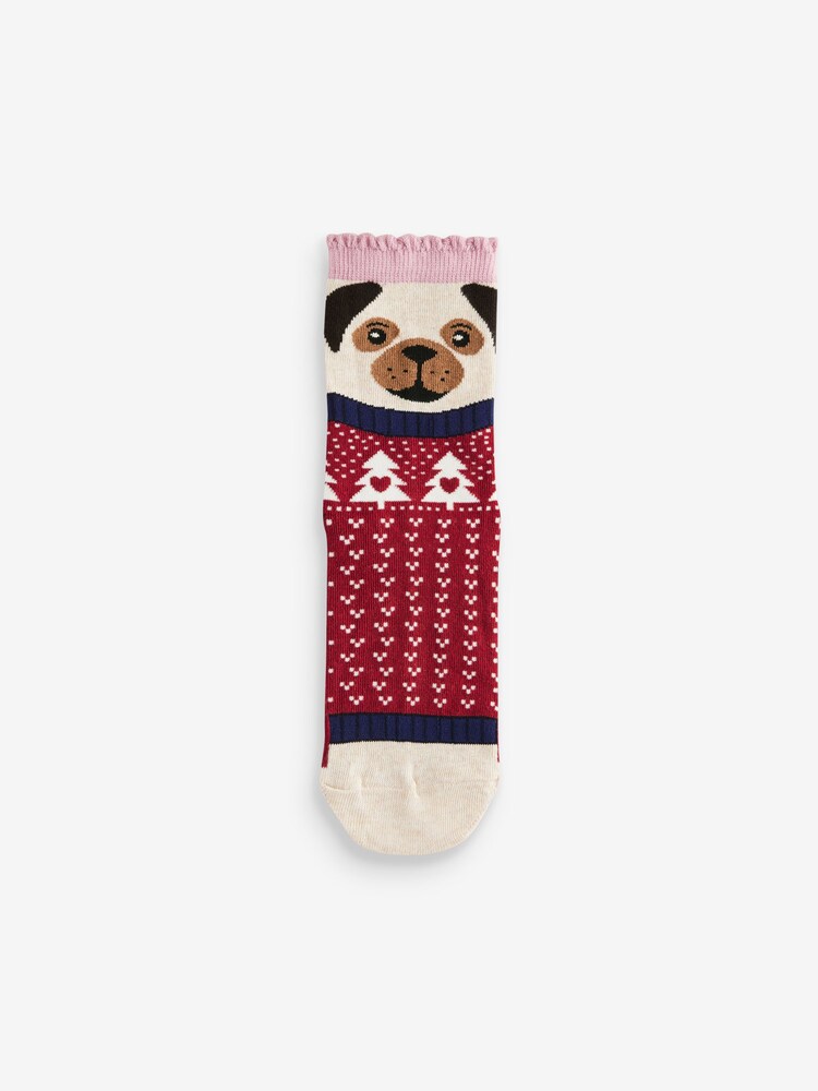 Dogs in Jumpers Christmas Pattern Ankle Socks 4 Pack - Image 2 of 7