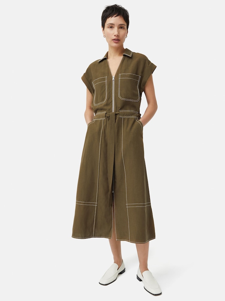 Jigsaw Linen Lyocell Stitched Dress - Image 1 of 7 Jigsaw Linen Lyocell Stitched Dress - Image 1 of 7
