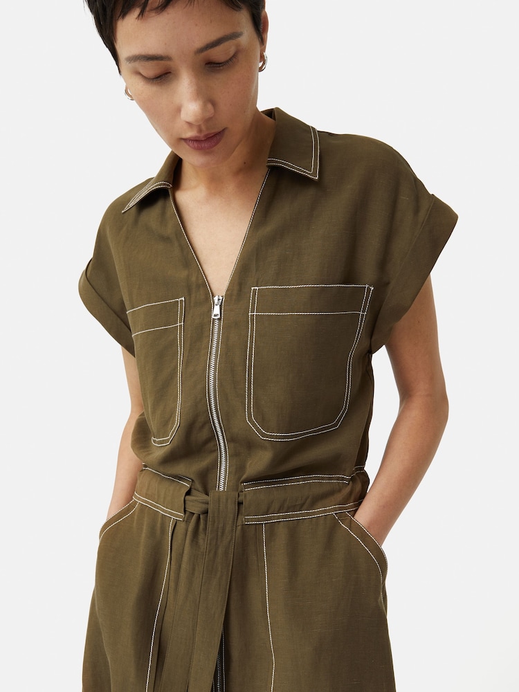 Jigsaw Linen Lyocell Stitched Dress - Image 2 of 7