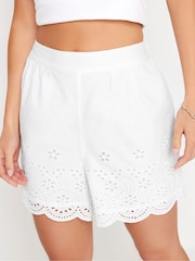PixieGirl Petite White Broderie 100% Cotton Shorts - Image 4 of 5