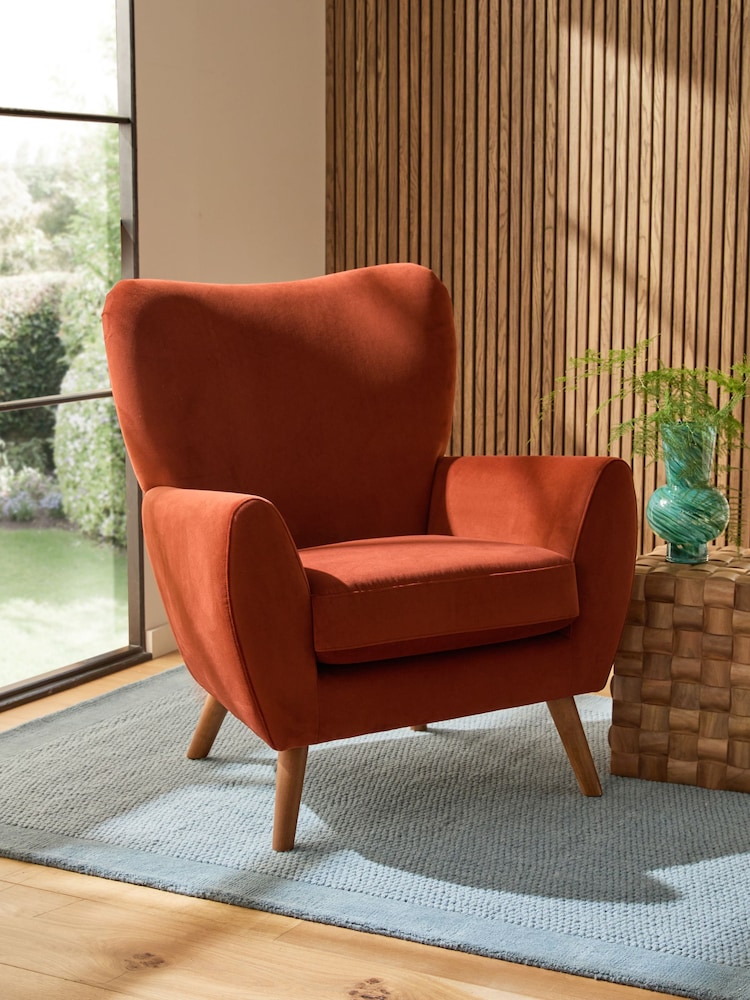 Soft Velvet Rust Brown Wilson II Highback Grande Armchair - Image 1 of 11