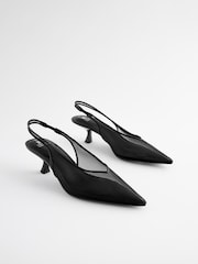 Black Forever Comfort® Mesh Sling Back Kitten Heels - Image 1 of 5