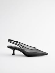 Black Forever Comfort® Mesh Sling Back Kitten Heels - Image 2 of 5
