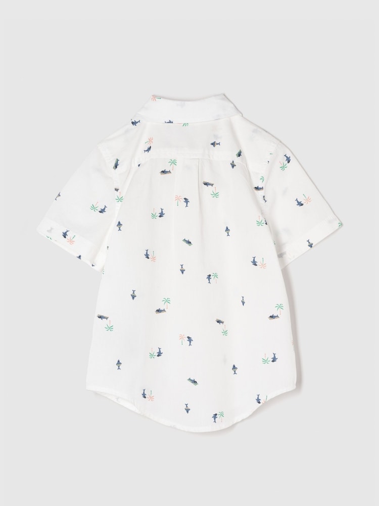 Gap White Print Poplin Short Sleeve Shirt - Image 2 of 2 Gap White Print Poplin Short Sleeve Shirt - Image 2 of 2