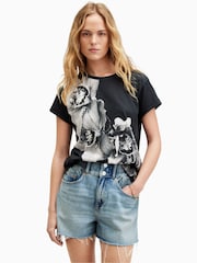 AllSaints Black Eulo Anna T-Shirt - Image 1 of 6
