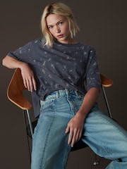 Charcoal 100% Cotton Animal Embellished T-Shirt - Image 2 of 7