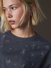 Charcoal 100% Cotton Animal Embellished T-Shirt - Image 4 of 7